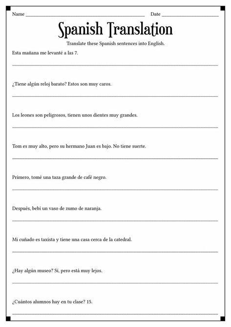 Learn Spanish with this personalized worksheet. Improve your skills and practice speaking. Let's get started! #SpanishLearning #LearningSpanish #PersonalDevelopment #personalspanish English Worksheets For Spanish Speakers, Spanish To English Worksheets, Spanish Cognates Activities, Spanish Practice Worksheets, Spanish Subject Pronouns, Beginner Spanish Lessons, Classroom 2023, Spanish To English, Spanish Learning Activities