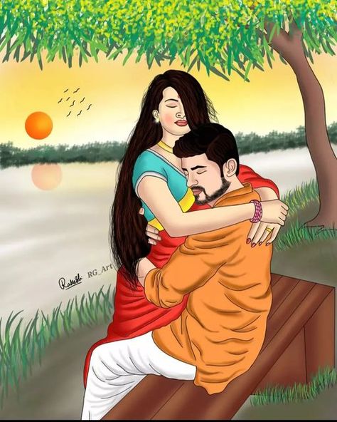 Indian Couple Painting, Indian Couple Painting Romantic, Couple Painting Romantic, Happy Hug Day Images, Hug Day Quotes, Hug Day Images, Genius Movie, Romantic Love Pictures, Painting Romantic