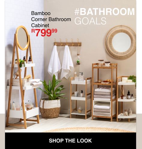 Bathroom updates we love Corner Bathroom Cabinet, Furniture Promo, Mr Price Home, Mr Price, Shelving Solutions, Bathroom Goals, Bathroom Update, Stay Inspired, Growing Plants