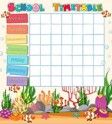 Creative Time Table For School, School Timetable Template, Timetable Design, Class Schedule Template, Class Timetable, Timetable Template, Printable Graph Paper, Teacher Cartoon, School Timetable