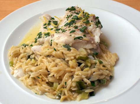 Baked Cod with Orzo 2 Orzo Recipes, Christmas Festivities, Cod Fish, White Fish, Baked Fish, Side Recipes, Much Needed, Orzo, The Fish