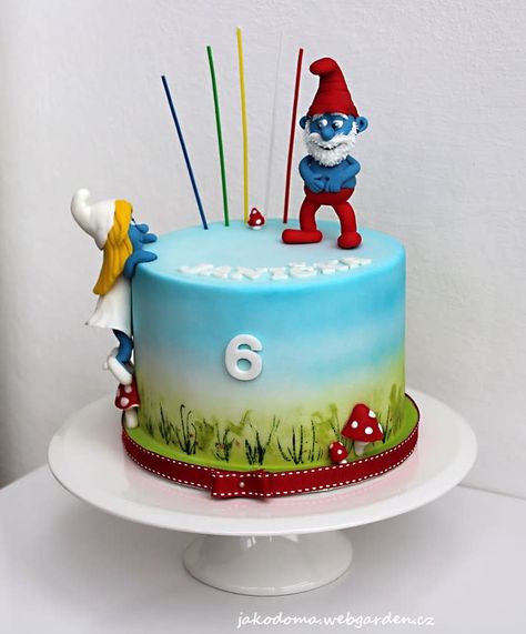 The Smurfs - cake by Jana Smurf Cake Ideas, Smurfette Cake, Smurfs Birthday, Smurfs Cake, Decor Tort, The Smurfs, Baby Birthday, Themed Cakes, Sweet 16