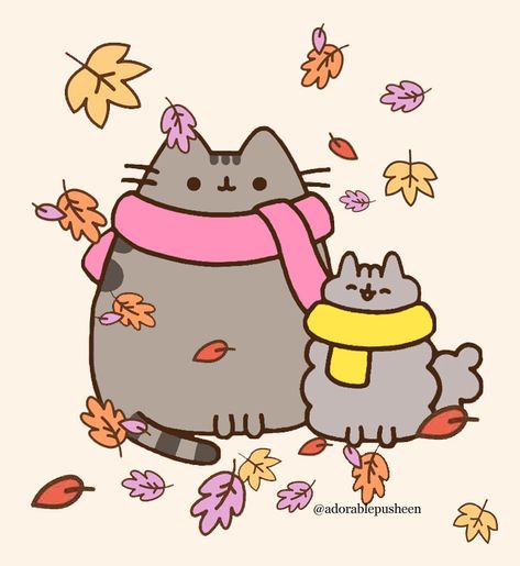 Pusheen Stuff, Pusheen Love, Pusheen Cute, Pusheen Cat, Red Wagon, Windy Day, Pusheen, Happy Fall, Cute Gif