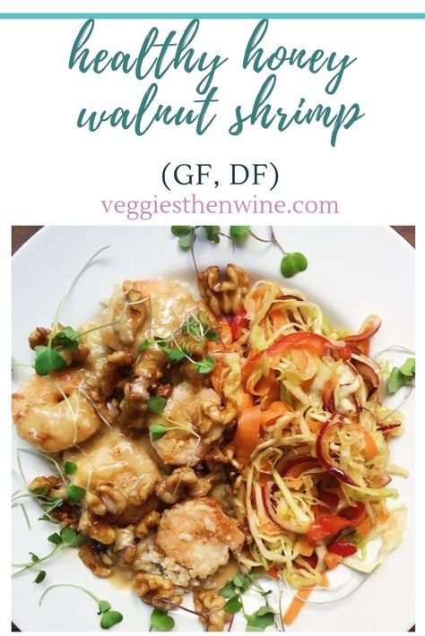 Gluten Free Honey Walnut Shrimp, Honey Cashew Shrimp, Healthy Honey Walnut Shrimp, Asian Prawns, Walnut Shrimp Recipe, Triglycerides Diet, Rainbow Slaw, Slaw Salad, Salad Veggies