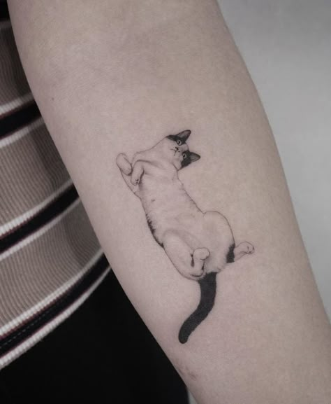 Siberian Cat Tattoo, Siamese Cat Tattoos, Minimal Cat Tattoo, Kitten Tattoo, Pet Tattoos, Amstaff Puppy, Cute Cat Tattoo, Black Cat Tattoos, Tattoo Ideas Easy