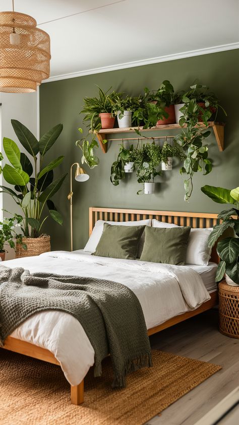 Room With Plants Aesthetic, Bedroom Plants Decor Ideas, Plant Themed Bedroom, Botanical Room, Plant Bedroom, Bedroom Plants Decor, Modern Decor Ideas, Luxe Home, Bedroom Plants