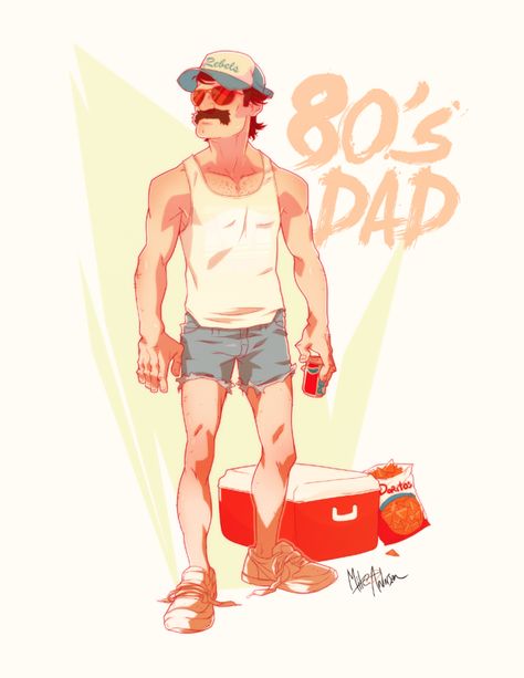 80's dad by Michael Anderson, via Behance 80s Character Design, Dad Character Design, Dad Illustration, Illustration Expressions, 80s Characters, Mike Anderson, Friends Drawing, Archive Library, Pop Art Vintage