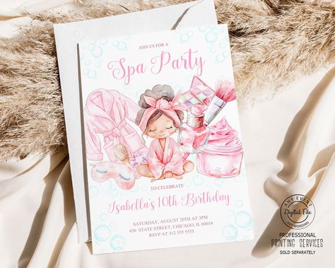 Girls Spa Party Invitations, Spa Day Birthday Party Ideas For Kids, Spa Invitations, Glamour Birthday Party, Glamour Birthday, Spa Birthday Invitations, Spa Birthday Party Invitations, Spa Party Invitations, Girl Salon