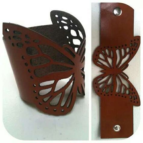 Butterfly Cuff, Leather Butterfly, Leather Patterns, Diy Leather Bracelet, Idee Cricut, Diy Leather Projects, Leather Jewelry Diy, Leather Wallet Pattern, Leather Craft Projects