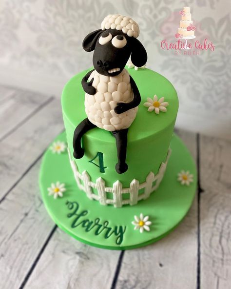 Sheep Cakes, Shaun The Sheep Cake, Sheep Party, Sheep Cake, Cartoon Birthday Cake, Second Birthday Cakes, Lamb Cake, Eid Cake, 70th Birthday Cake