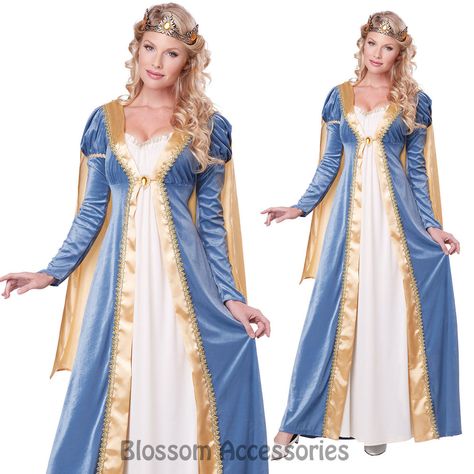 CL158 Elegant Empress Medieval Maid Marion Renaissance Fancy Dress Up Costume Princess Bride Costume, Princess Bride Movie, Waistline Dress, Top Halloween Costumes, California Costumes, Velvet Dress Long, Queen Outfit, Fancy Dress Up, Medieval Costume