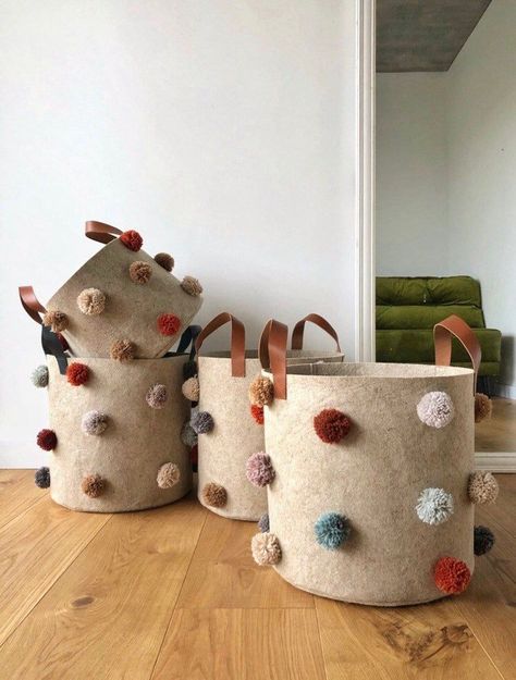 Felt Storage Basket, Toy Storage Nursery, Retro Bus, Felted Basket, Felt Basket, Felt Storage, Dog Toy Storage, Storage Kids Room, Toy Storage Baskets