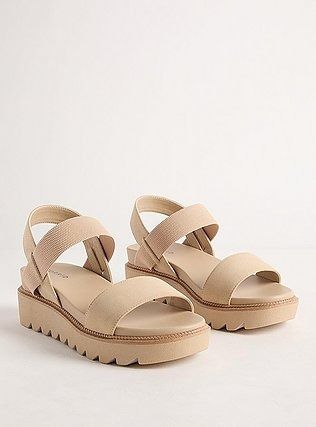 Two Piece Stretch Platform Sandal (WW), BEIGE Cute Accessories, Trendy Plus Size, Platform Sandals, Shoes Boots, Plus Size Fashion, Plus Size Outfits, Necklaces Bracelets, Shoe Accessories, Two Piece