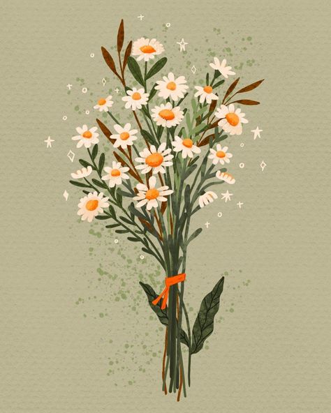 Daisy Cute Drawing, Hestia Painting, Floral Bouquet Drawing, Daisy Flower Aesthetic, Daisies Illustration, Spring Flowers Illustration, Daisy Illustration, Yellow Flower Art, Daisy Drawing