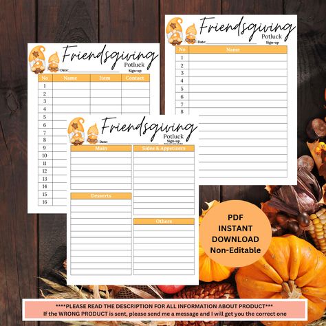 NON-EDITABLE Looking for a quick and instant download Friendsgiving Potluck Sign-up Sheet? This Friendsgiving sign-up sheet comes in 3 styles, choose which style you like! All come as PDFs, are an instant download, and can be quickly printed from home. Friendsgiving Sign, Potluck Sign Up Sheet, Friendsgiving Potluck, Office Christmas Party, Office Christmas, Food Poster, Types Of Printer, Stationery Design, Stationery Paper