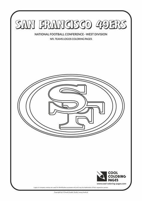 Cool Coloring Pages - NFL American Football Clubs Logos - National Football Conference - West Division / San Francisco 49ers logo / Coloring page with San Francisco 49ers logo San Francisco 49ers Coloring Pages, Football Coloring, Nba Logos, Los Angeles Chargers Logo, Nfl Logos, Football Coloring Pages, 49ers Logo, San Francisco 49ers Logo, Football Logos