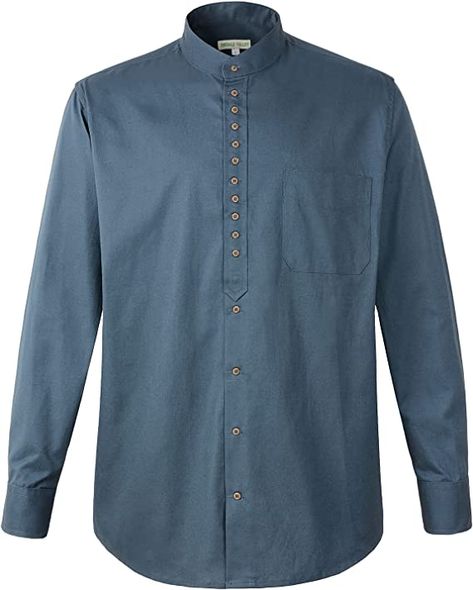 Traditional Irish Grandfather Collarless Long Sleeve Shirt at Amazon Men’s Clothing store Grandfather Shirts, Collarless Shirt, Irish Traditions, Cotton Linen, Casual Button Down Shirts, Denim Button Up, Long Sleeve Shirt, Clothing Store, Sleeve Shirt