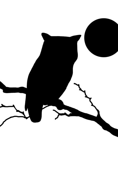 Owls In Trees, Animal Silhouette Art, Owl Stencil, Bird Silhouette Art, Nature Shapes, Simple Owl, Bird Outline, Owl Silhouette, Marley Quotes