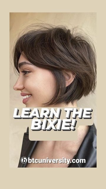 Bixie Haircut Girl With Bangs, "bixie" Hairstyles, Bixie Colour Haircut, Bixie Colour Hair Colors 2023, Bixie Haircut Girl, Briana Cisneros Hair, Pixie To Bob Transition, Bixie 2022, "bixie" Haircut 2022