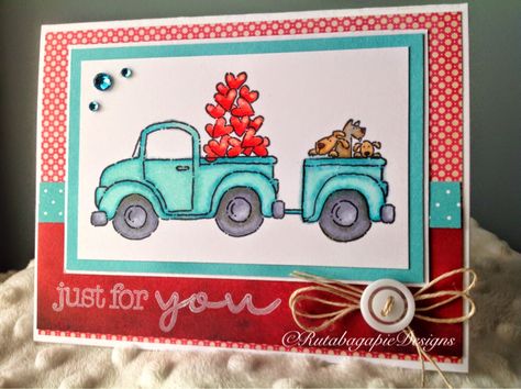 Papercraft Christmas Cards, Loads Of Love, Monster Trucks Birthday Party, Blue Truck, Valentine Cards Handmade, Monster Truck Birthday, Love Stamps, Male Cards, Pretty Cards