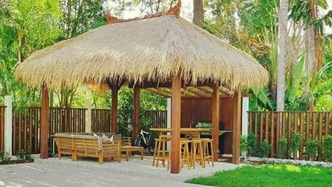 Gallery | Bali Huts | East Coast Bali Huts And Gazebos Bali Hut, Gazebo Bar, Bali Huts, Garden Slabs, Outdoor Tiki Bar, Permanent Gazebo, Bbq Hut, Rustic Pergola, Tropical Beach Houses