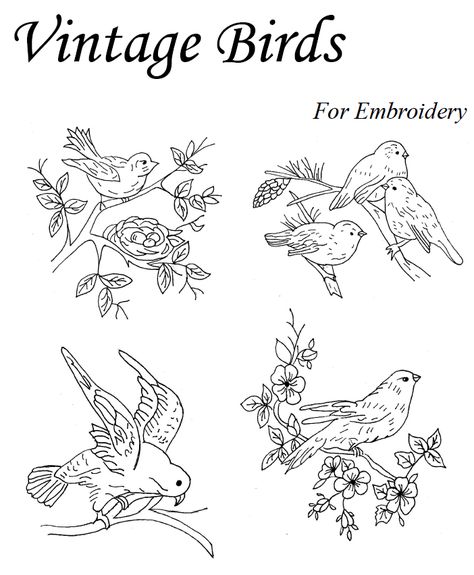 Vintage Embroidery Patterns for Embroidery « Vintage Quilt Restoration Vintage Embroidery Patterns, Bird Embroidery Pattern, Vintage Embroidery Transfers, Vintage Needlework, Hungarian Embroidery, Embroidery Vintage, Redwork Embroidery, Embroidery Transfers, Birds And Flowers