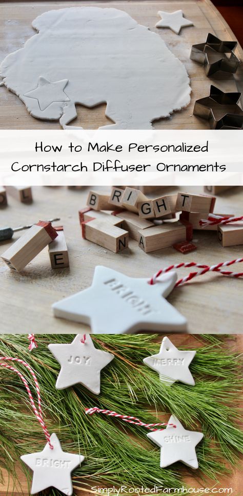 These diffuser ornaments made with cornstarch are as versatile as they are simple. Just 3 ingredients, plus your favorite essential oils! #christmasornament #ornament #diffuserornament #diffuser #diyornament #essentialoildiffuser #essentialoil #cornstarchornament #cornstarch Cornstarch Christmas Ornaments, Cornstarch Clay Ornaments, Corn Starch Ornament, Corn Starch Crafts, Cornstarch Ornaments, Hygge Crafts, Old Christmas Decorations, Cornstarch Dough, Gingerbread Person