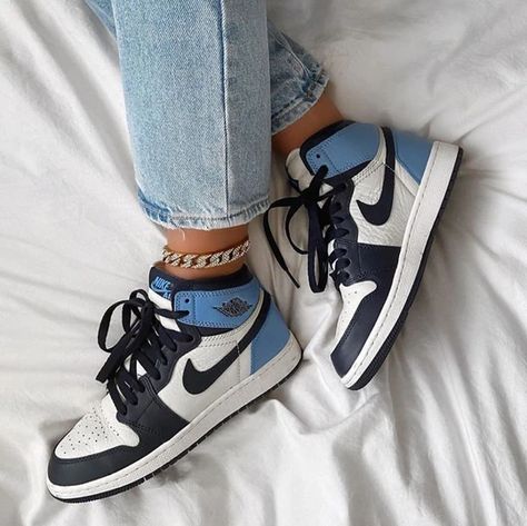 Jordan 1, Jordan, Nike, Sneakers, Blue, White