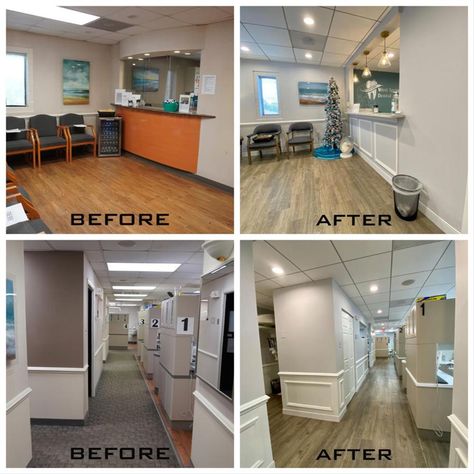 West springfield dental arts 2 week renovation | Interior Design Portfolio Dental Office Renovation, Dental Front Office Design, Dental Office Flooring, Dental Office Front Desk Design, Dental Office Front Desk, Dental Office Design Receptions, Dental Front Office, Office Lobby Design, Medical Office Interior