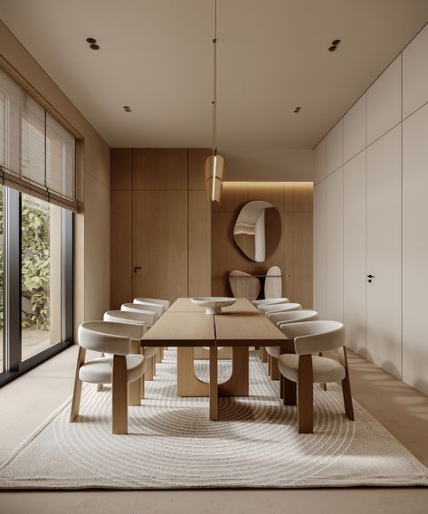 Zen in Bahrain: A Contemporary Haven of Sleek Lines and Organic Shapes Dining Japandi, Modern Classic Chair, Hotel Room Interior, Scandinavian Dining Room, Japandi Interiors, 3d Home Design, Kids Room Furniture, Natural Design, Design Your Dream House