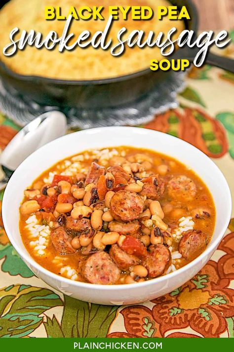 Instant Pot Smoked Sausage, Smoked Sausage Soup, Black Eyed Pea Soup, Blackeyed Peas, Black Eyed Peas Recipe, Pizza Sticks, Split Pea Soup Recipe, Black Eyed Pea, Recipes Sausage