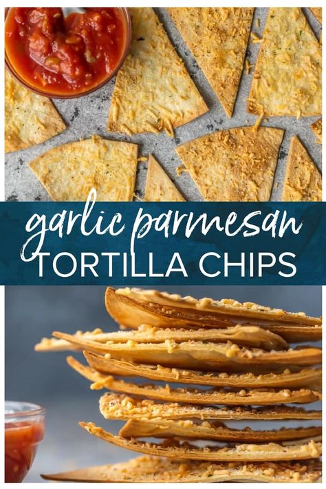 Tortilla Crisps Baked, Flavored Tortilla Chips, Tortilla Crackers, Tortilla Chips From Tortillas, Healthy Appies, Tortilla Appetizers, Garlic Tortilla, Homemade Potato Chips Recipe, Chip Seasoning