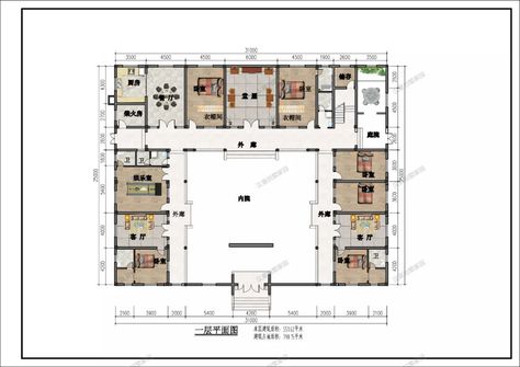 6 Chinese style house courtyard villas, new Chinese style two-story self-built house design drawings, the house will be built after the Lantern Festival - iNEWS Chinese Courtyard House Floor Plans, Chinese House Plan, Japanese Courtyard House Plans, Chinese Style House, Chinese Courtyard House, Japanese Courtyard House, Traditional Chinese Home, Japanese Courtyard, House Courtyard