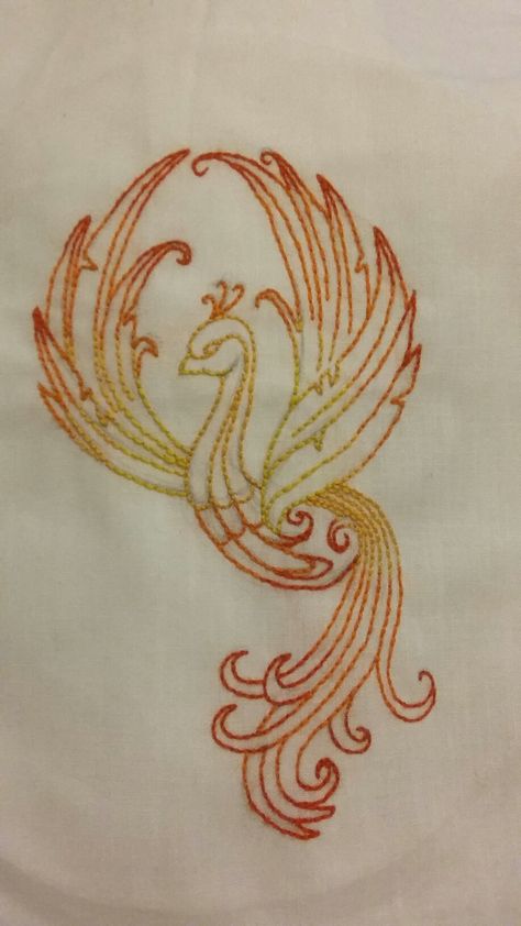 Phoenix embroidery Phoenix Embroidery Pattern, Phoenix Embroidery, Mythical Beasts, Brazilian Embroidery, Mythical Beast, Decorative Stitching, Embroidery On Clothes, Modern Embroidery, Embroidery Craft