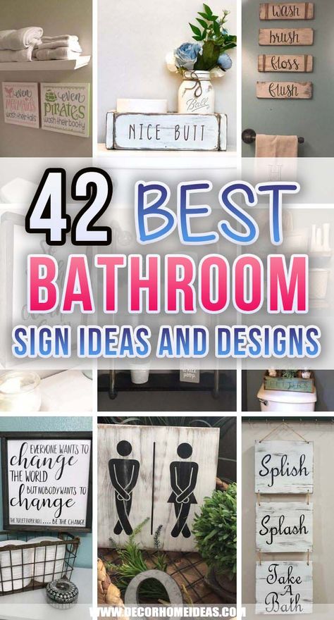 Best Bathroom Sign Ideas. Add a touch of personality to your bathroom with these amazing bathroom sign ideas. Make it cozier and a bit funny with some unique quotes. #decorhomeideas Sarcastic Bathroom Quotes, Bathroom Sign Sayings, Powder Room Sign Ideas, Signs For Bathroom Funny, Farmhouse Bathroom Sayings, Cute Bathroom Signs Funny, Diy Funny Bathroom Decor, Bathroom Wall Art Ideas Farmhouse, Diy Farmhouse Bathroom Wall Decor