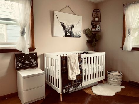 Boho Western Nursery Neutral, Rustic Cow Nursery, Western Boho Nursery, Boho Western Nursery, Western Baby Nursery, Boho Nursery Boy, Western Baby Nurseries, Nursery Set Up, Snicker Doodle