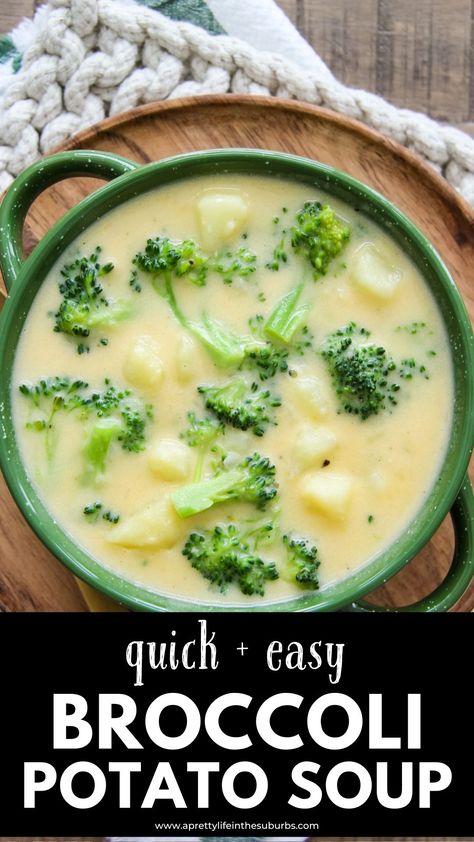 This Broccoli Potato Soup is made with simple ingredients you probably have in your pantry already! It's so easy to make, and is ready in less than 1 hour. Easy Broccoli Potato Soup, Loaded Broccoli Potato Soup, Potato And Broccoli Soup, Potato Broccoli Soup, Loaded Broccoli, Broccoli Potato Soup, Soup Potato, Broccoli Potato, Potato Broccoli