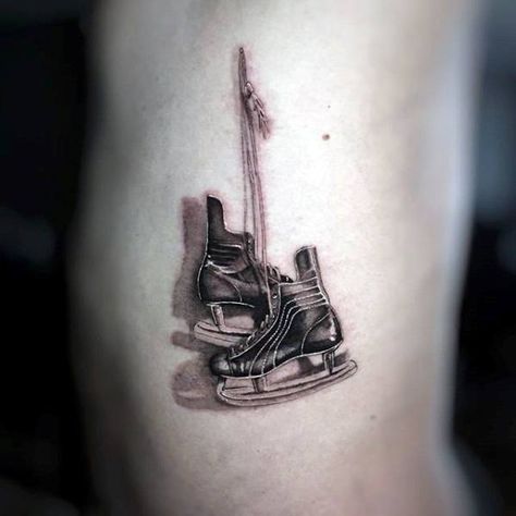 Skates Tattoo, Sports Tattoos For Men, Hockey Tattoo, Skate Tattoo, Skateboard Tattoo, Compass Tattoo Men, Blade Tattoo, Sport Tattoos, Snow Flake Tattoo