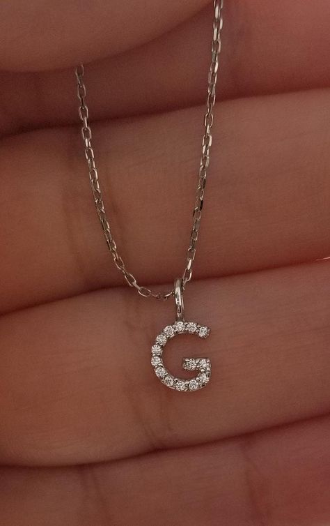 G Initial Necklace, Initial Necklace Diamond, G Necklace, 14k Gold Initial Necklace, Dainty Initial Necklace, Diamond Initial Necklace, Heart Necklace Diamond, Solid Gold Necklace, Initial Necklace Gold