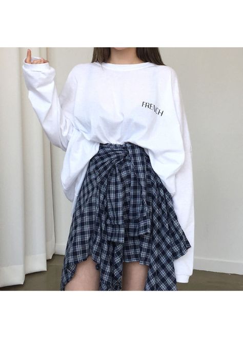 Buy Princessy Long-Sleeve T-Shirt / Mock Plaid Shirt Mini Skirt | YesStyle Stil Rock, Moda Ulzzang, Mode Rock, Mode Ulzzang, Korean Fashion Ideas, Mode Kawaii, Plaid Outfits, Korean Girl Fashion, Korean Fashion Trends