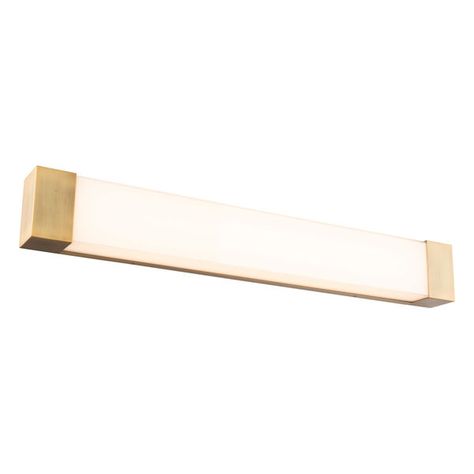 dweLED Darcy Aged Brass 36-Inch LED ADA Bath Strip WS-38036-AB | Bellacor Vanity Light Bar, Transitional Vanity, Led Vanity Lights, Led Vanity, Bath Bar, Wac Lighting, Task Lighting, Glass Diffuser, A Mirror