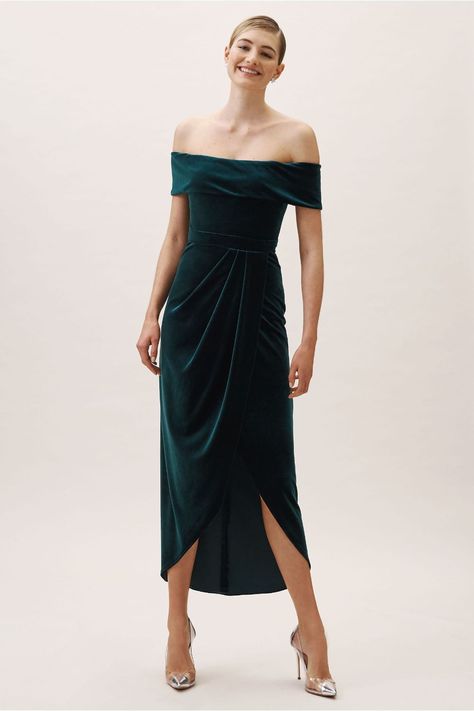 d72fbbccd9fe64c3a14f85d225a046f4desc36379973ri Black Tie Wedding Guest, Black Tie Wedding Guest Dress, Black Tie Wedding Guests, Velvet Bridesmaid Dresses, Modest Bridesmaid Dresses, Designer Cocktail Dress, Green Bridesmaid Dresses, Black Tie Wedding, Cocktail Party Dress