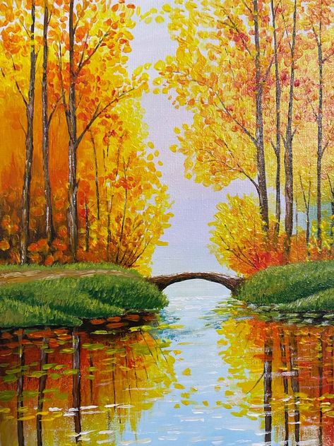 30 Easy Painting Ideas for Beginners, Easy Landscape Paintings, Simple – artworkcanvas Painting Landscape Ideas, Easy Painting Ideas For Beginners, Paintings On Canvas Easy, Easy Nature Paintings, Easy Artwork, Tree Painting Easy, Oil Painting Ideas, Paintings Simple, Acrylic Painting Landscape