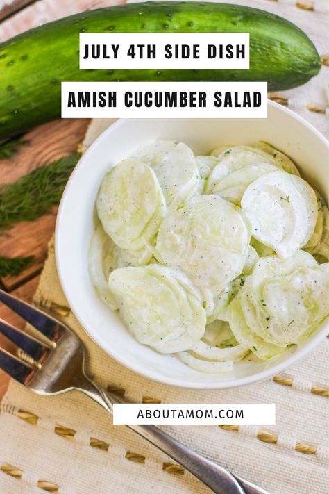 Amish Cucumber Salad, Easy Bbq Side Dishes, Bbq Party Food, Bbq Salads, Summertime Salads, Bbq Side Dishes, Creamy Cucumber Salad, Creamy Cucumbers, Healthy Holiday Recipes