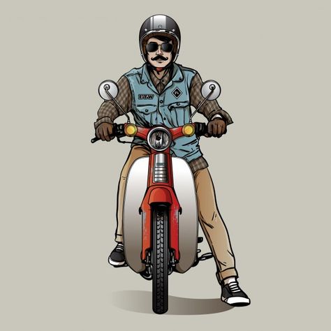 Full Moon Photography, Cubs Wallpaper, Jimny Suzuki, Honda C70, Honda Super Cub, Motorcycle Artwork, Motorcycle Events, Motorcycle Drawing, Bike Drawing