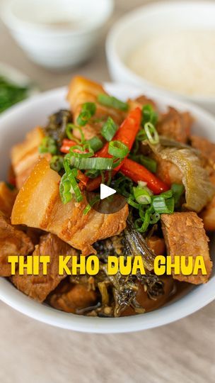 Thit Kho, Pickled Mustard Greens, Braised Pork Belly, Vietnamese Cuisine, Mustard Greens, Printable Recipe, Braised Pork, Vietnamese Recipes, Flavor Profiles