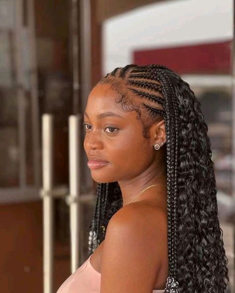 Sew In Weave Straight, Half Braids Half Sew In Weave, Half Braids, Straight Hair Short, Weave Straight, Box Braid Hair, Braid Inspiration, Sew In Weave, Afro Textured Hair