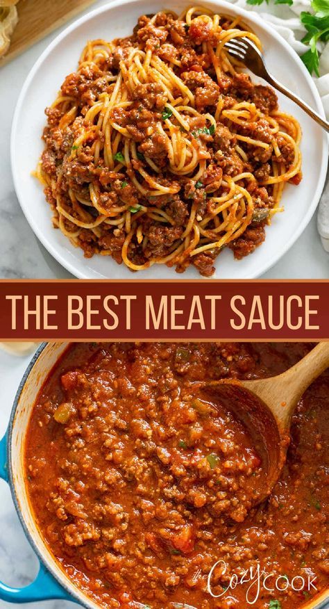 Spaghetti Meat Sauce Recipe, Meat Sauce Spaghetti, Ground Beef Spaghetti Sauce, Meat Sauce Recipe, Italian Meat Sauce, Homemade Spaghetti Sauce Recipe, Homemade Meat Sauce, Recipes By Ingredients, Tomato Tortellini Soup