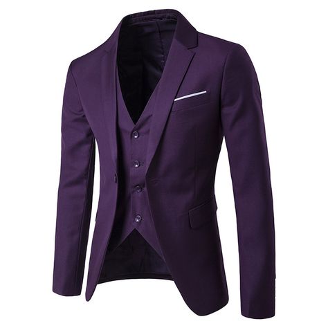 Purple Suit Jacket, Casual Suits Men, Mens 3 Piece Suits, Purple Suit, Wedding Dress Suit, Suits Men Business, Civil Wedding Dresses, Purple Suits, Dress Suits For Men