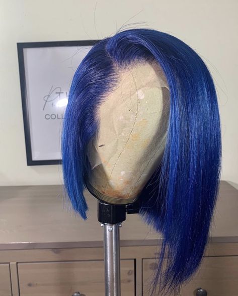 Blue Bob Wig, Hair Inches, Bob Human Hair Wigs, Baddie Hair, Blue Bob, Birthday Things, Short Straight Bob, Lace Fronts, Hair Wigs For Women